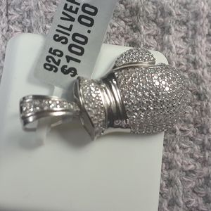 Boxing Glove Pendant 925 Sterling Silver Cubic Zirconia